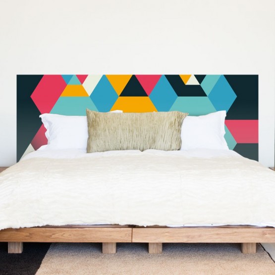 Sticker Tête de Lit Géométrique - Décoration murale chambre adulte
