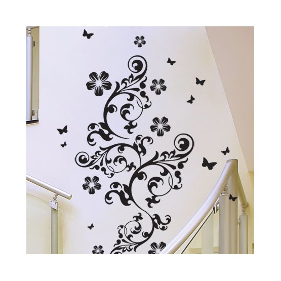 Sticker fleurs et papillons baroque – Stickers STICKERS NATURE Fleurs -  Ambiance-sticker