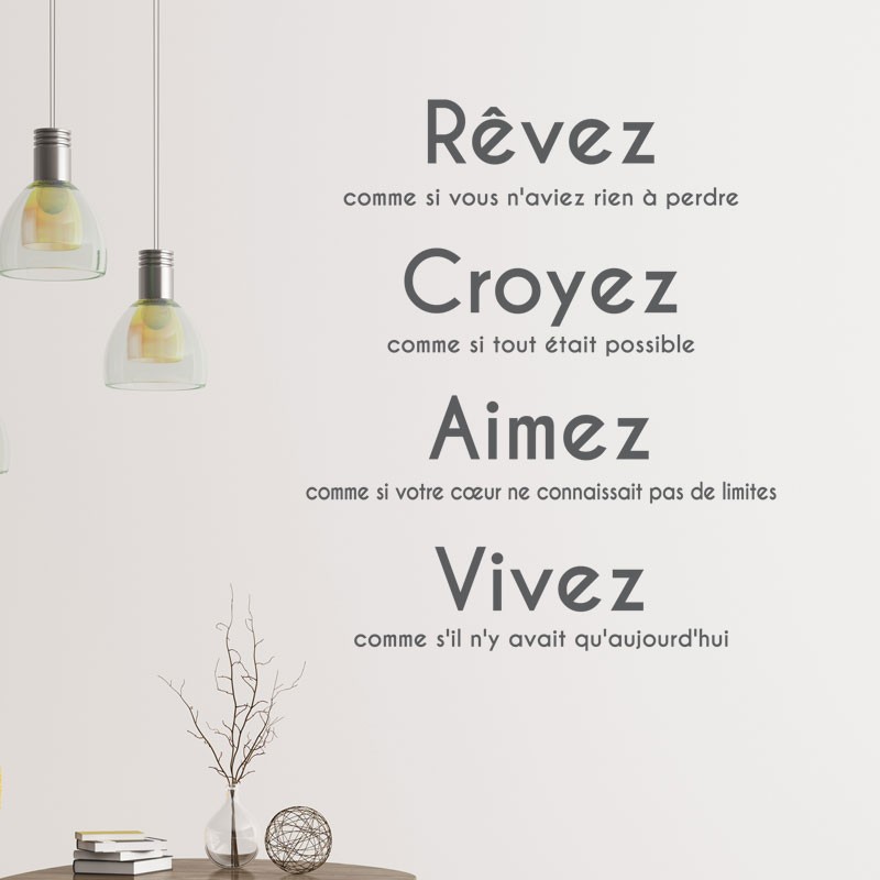 Stickers Citation Positive Revez Croyez Aimez Vivez Decoration Texte Gali Art Com