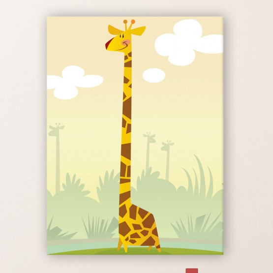 Tableau Girafe dans la savane - Décoration jungle chambre bébé