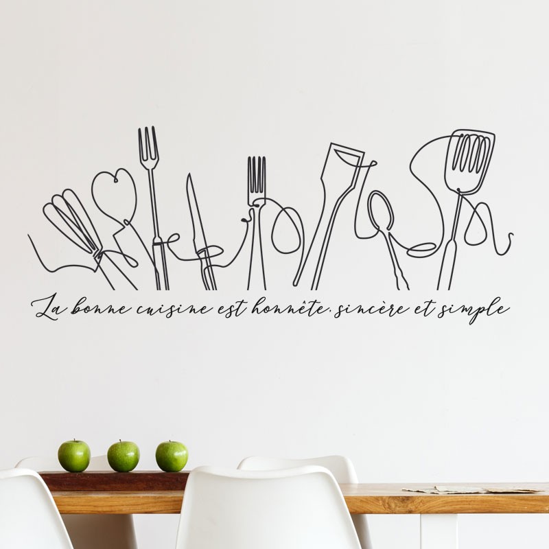 Sticker mural Texte et ustensiles de cuisine - TenStickers