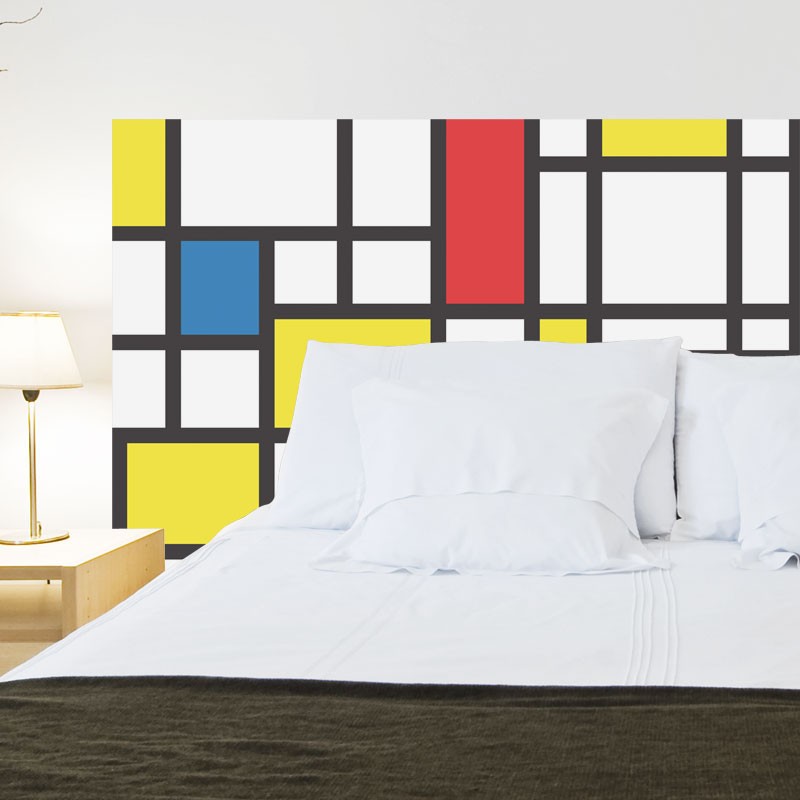 Pose d'un film dépoli imprimé, à la Mondrian, sur une paroi de douche