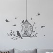 Décor mural oiseaux avec cage Stickers Nature Gali Art