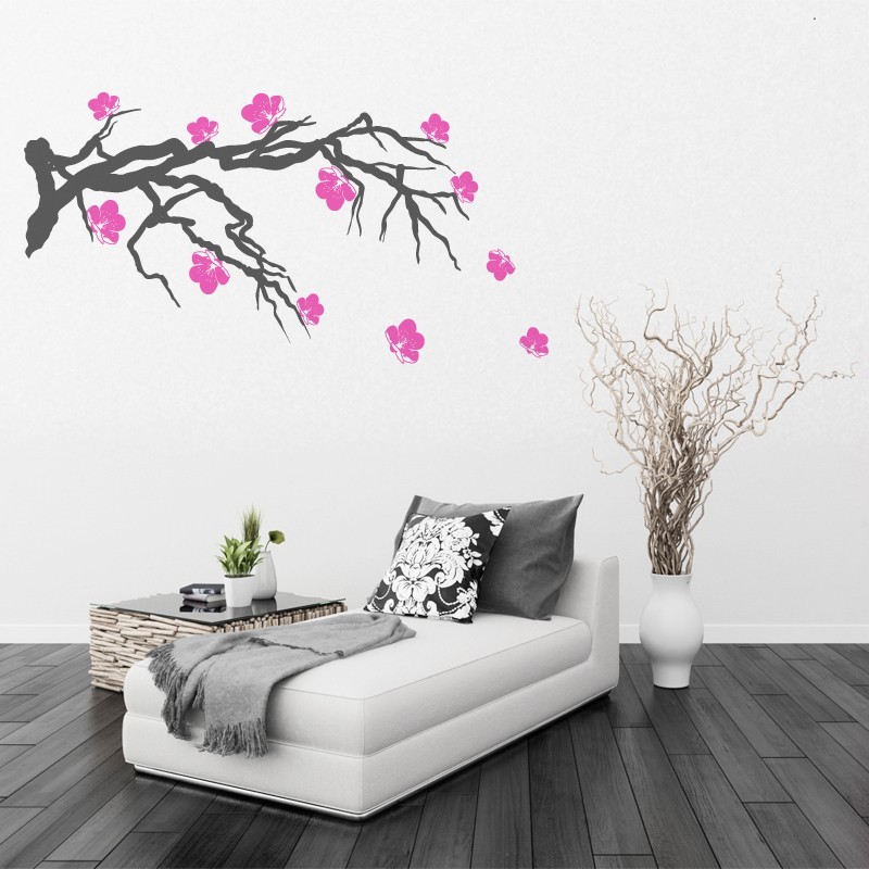 Sticker Mural Animal Fleur de cerisier hibou - TenStickers