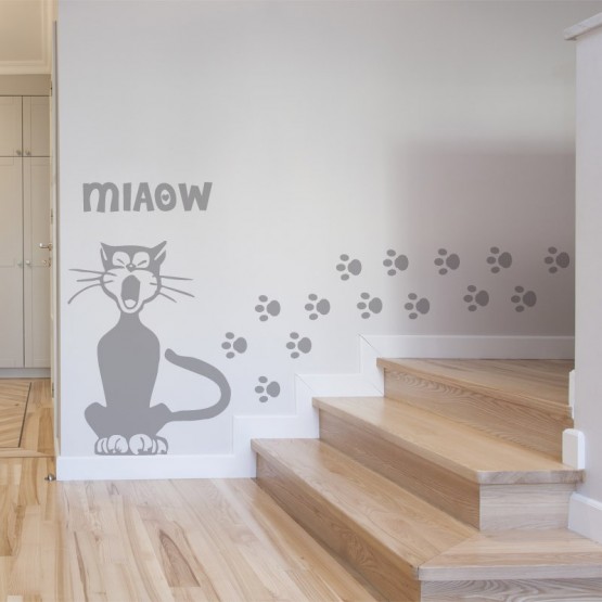 Sticker Chat Miaow Et 14 Pattes Decoration Pop Pour Tous Les Interieurs Modernes Gali Art Com