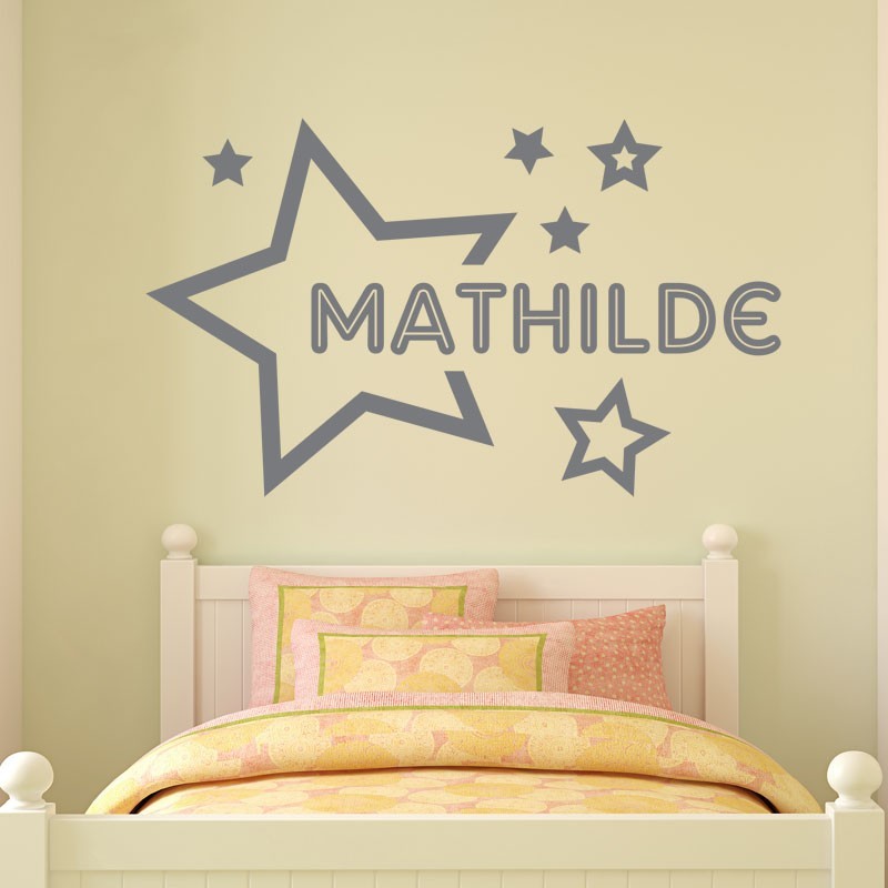 Sticker prénom dans les étoiles - Décoration murale personnalisé pour  enfant