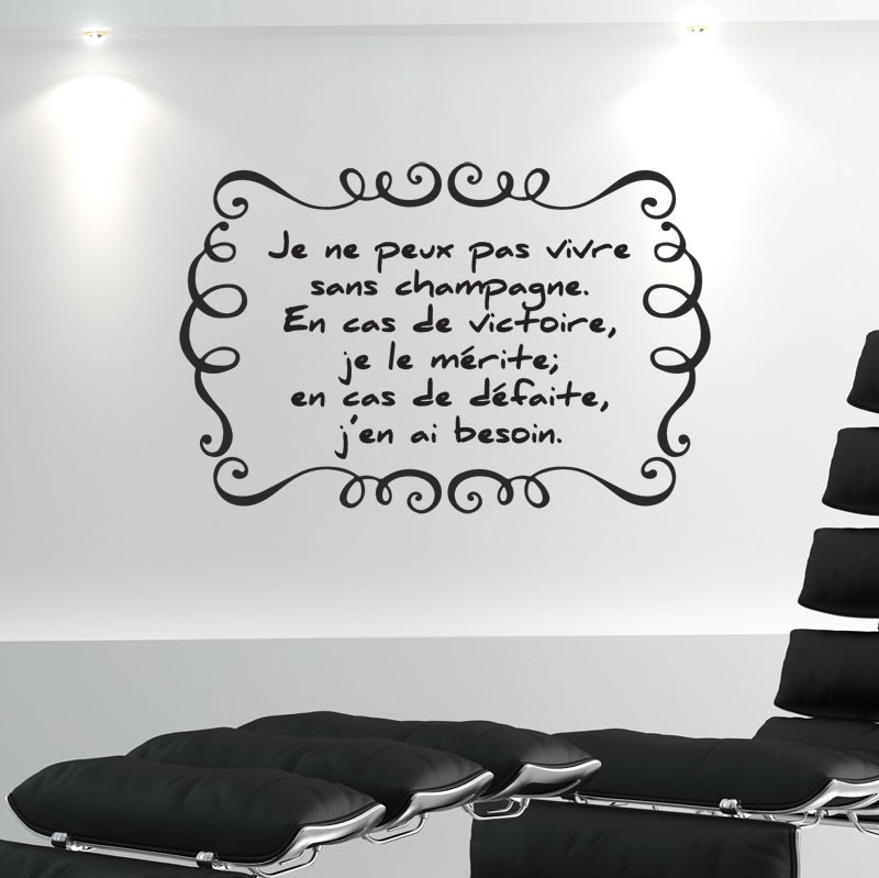 Sticker Citation Champagne Decoration Murale Texte Design Gali Art Com